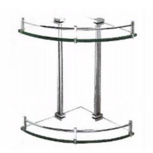 Messina Double Glass Corner Shelf (Brass)